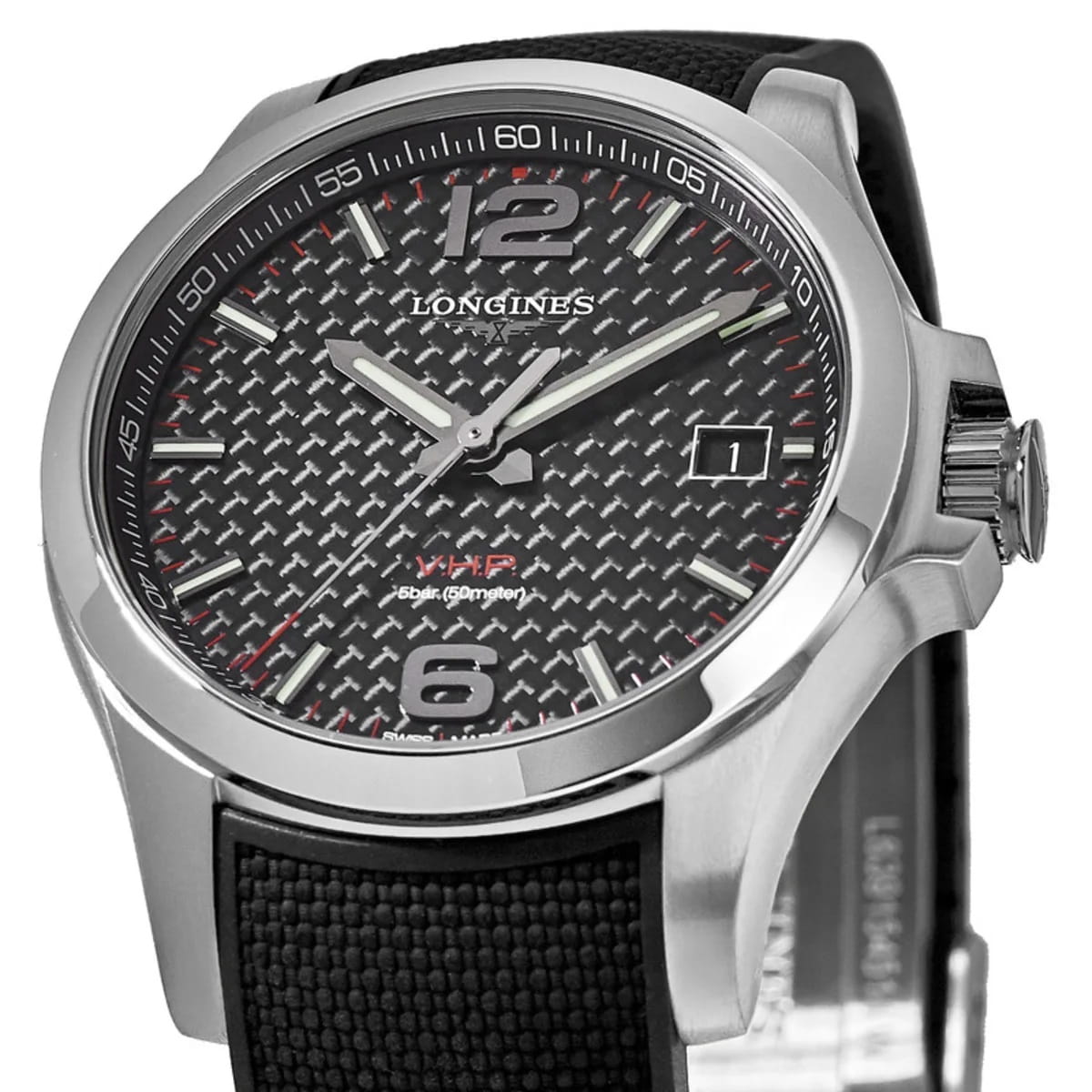 Longines Longines Conquest V.H.P.  L3.716.4.66.9, conquest v.h.p. швейцария мужские часы на браслете каучук боковой вид