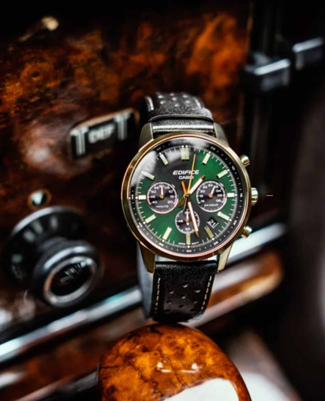 Casio Casio Edifice EFR-575CL-3A, edifice япония мужские часы на браслете кожаный боковой вид