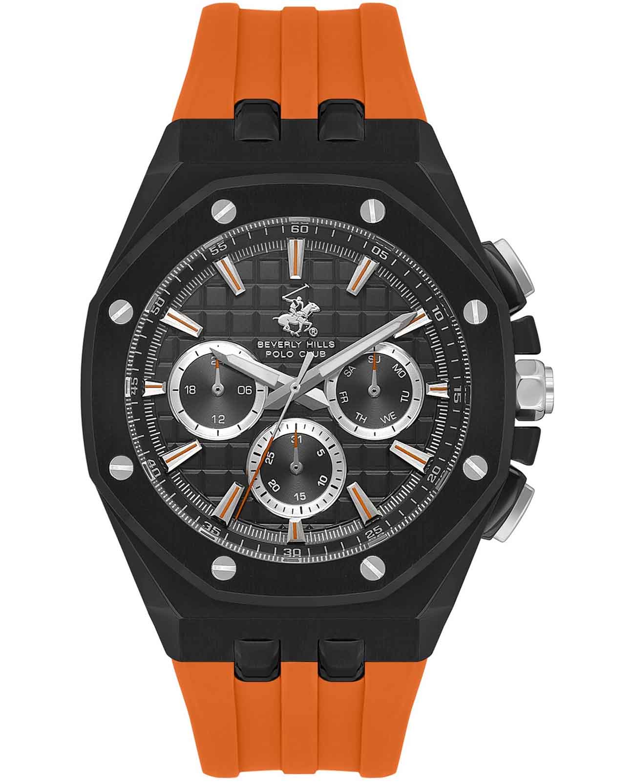 Beverly Hills Polo Club Beverly Hills Polo Club Quartz BP3624X.650  BP3624X.650 кварцевые мужские часы серый циферблат, браслет каучук — вид спереди