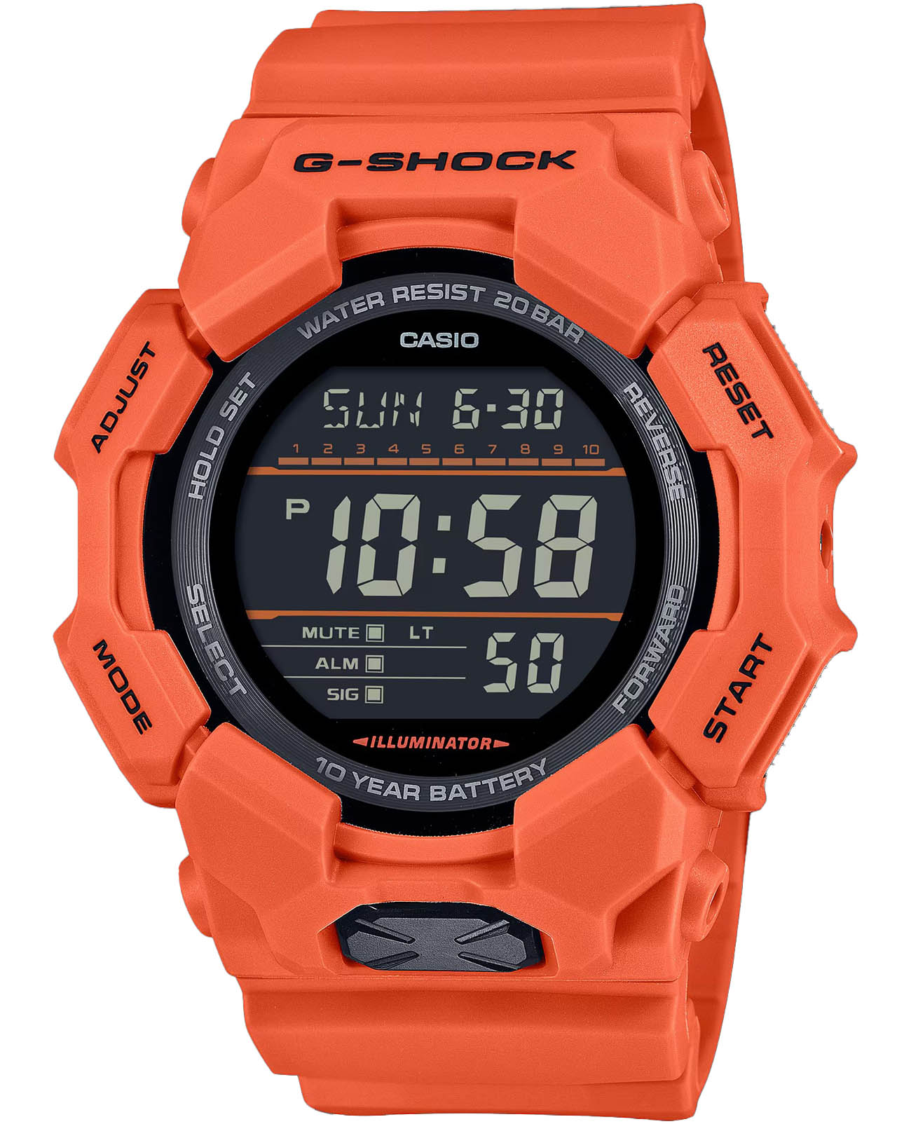 Casio Casio G-Shock GD-010-4  GD-010-4 электронные мужские часы черный циферблат, браслет пластик — вид спереди