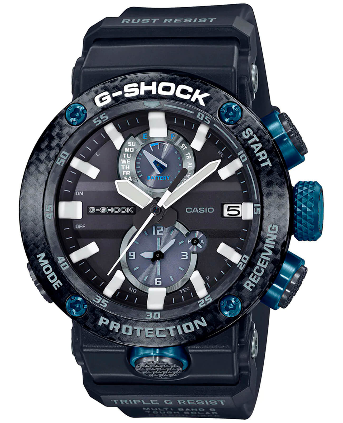 Casio Casio G-Shock GWR-B1000-1A1 лимитированной серии GWR-B1000-1A1ER электронные мужские часы черный циферблат, браслет карбон + полимер — вид спереди