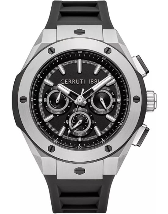 Cerruti 1881 Cerruti 1881 Ruscello CIWGQ0085601  CIWGQ0085601 кварцевые мужские часы черный циферблат, браслет силикон — вид спереди