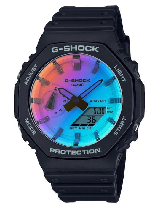Casio Casio G-Shock GA-2100SR-1A GA-2100 GA-2100SR-1A электронные мужские часы  циферблат, браслет пластик — вид спереди