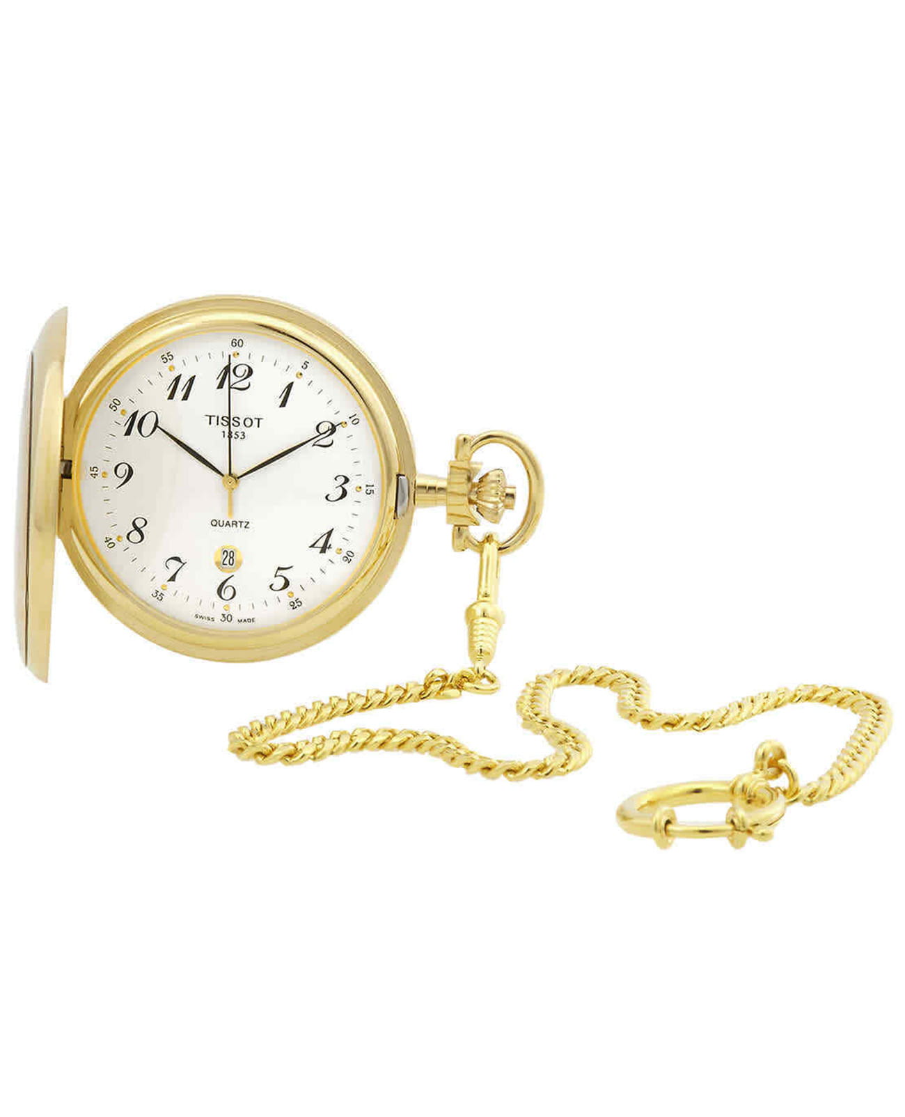 Tissot Tissot T-Pocket Savonnette T83.4.553.12  T83455312 кварцевые мужские часы белый циферблат, браслет не выбрано — вид спереди