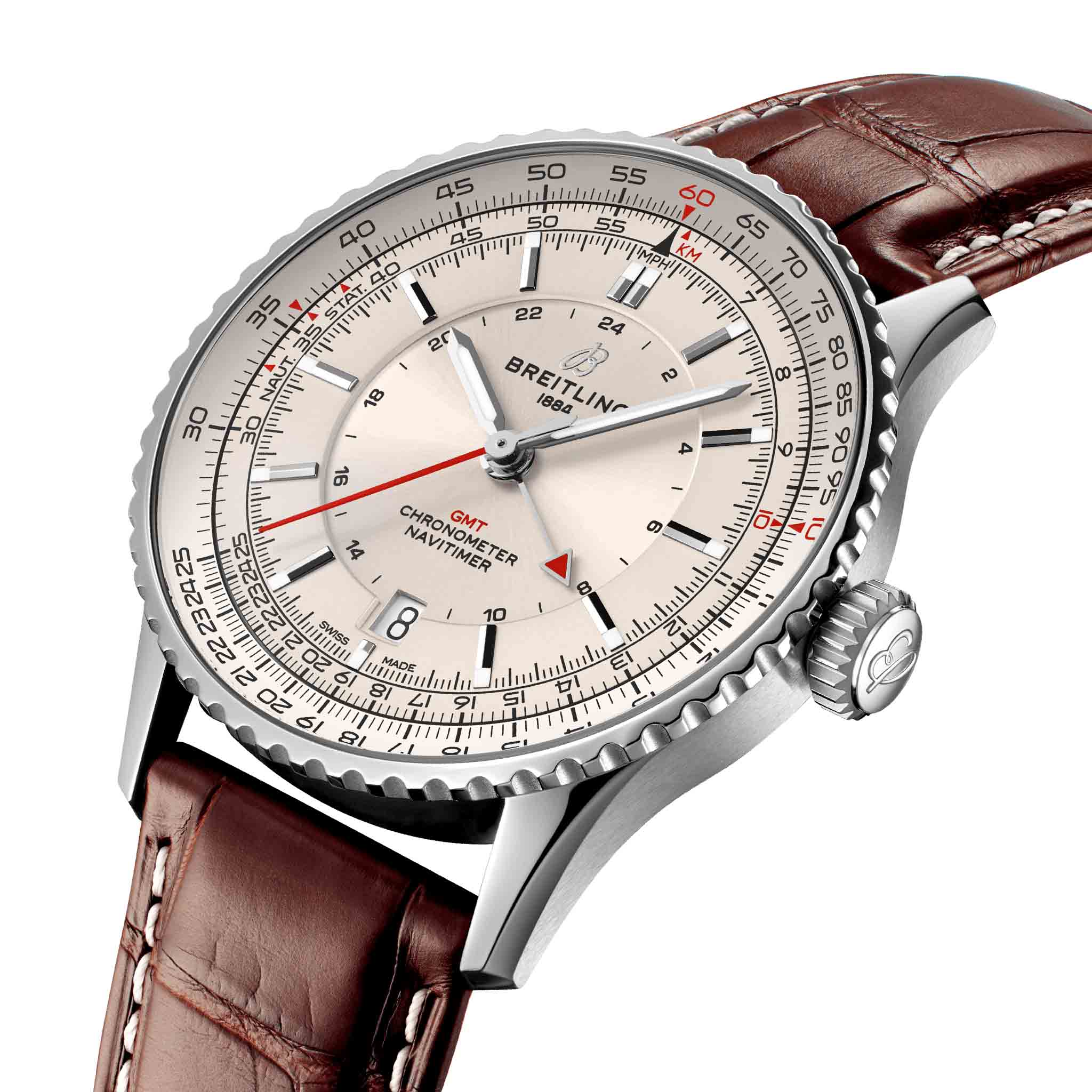 Breitling Breitling Navitimer Automatic GMT 41 A32310211G1P1 , наручные мужские часы фото под углом