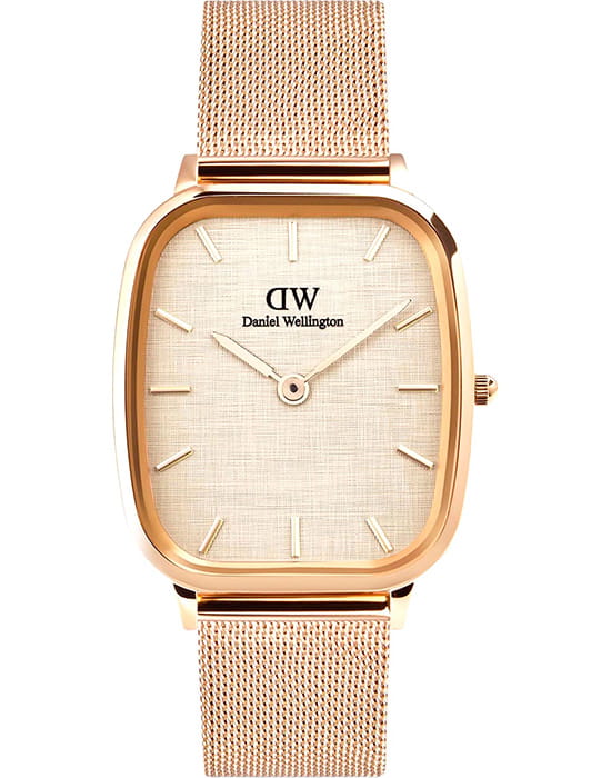 Daniel Wellington Daniel Wellington Marlon Melrose Linen DW00100817  DW00100817 кварцевые женские часы золотой циферблат, браслет нержавеющая сталь с pvd-покрытием — вид спереди