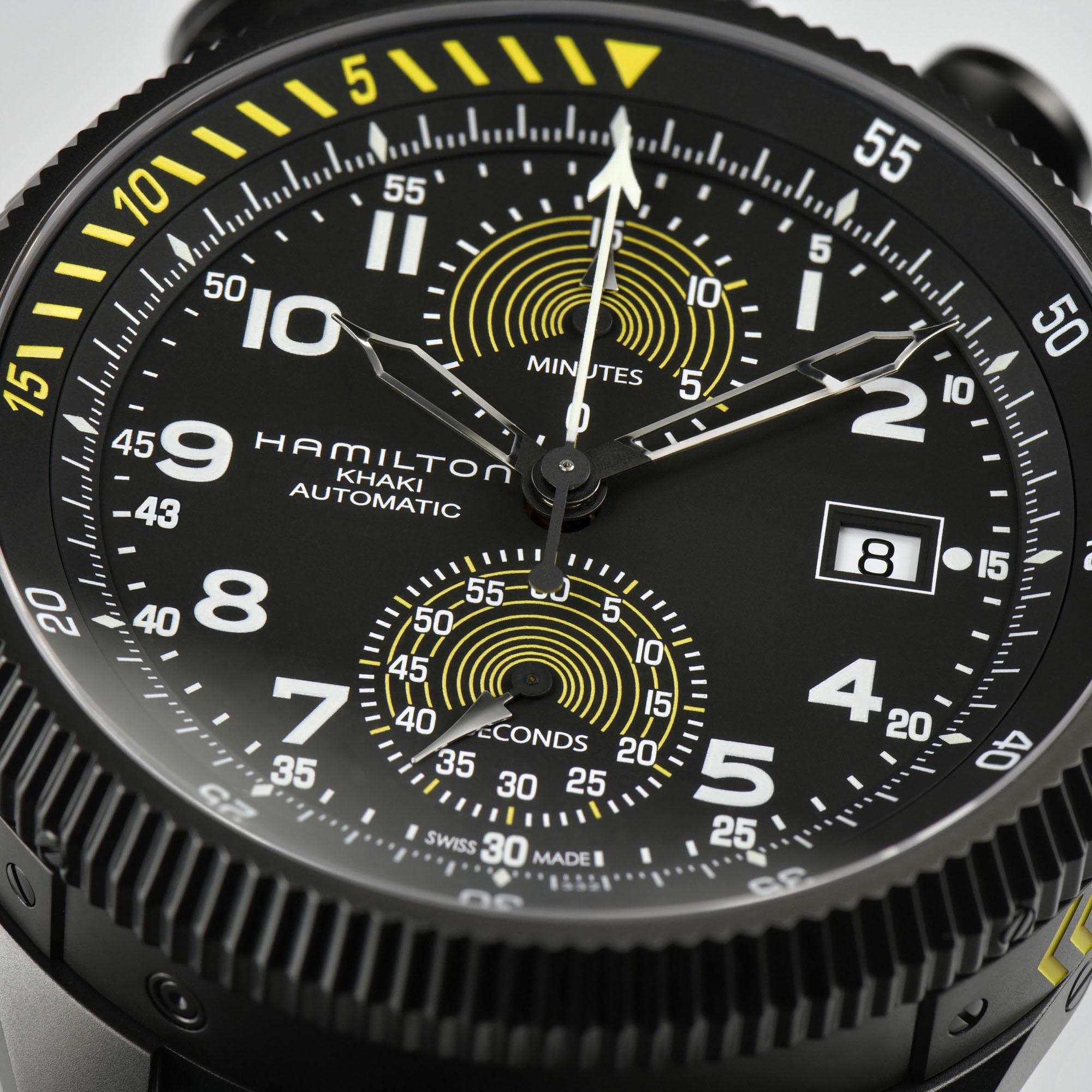 Hamilton Hamilton Khaki Aviation Takeoff Auto Chrono H76776733 , наручные мужские часы фото под углом