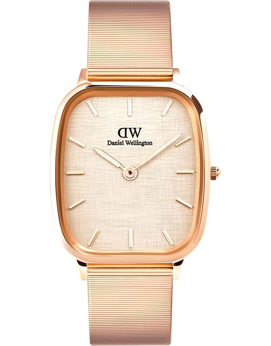 Daniel Wellington Daniel Wellington Marlon Wire Linen Rose Gold DW00100815  DW00100815 кварцевые женские часы золотой циферблат, браслет нержавеющая сталь с pvd-покрытием — вид спереди
