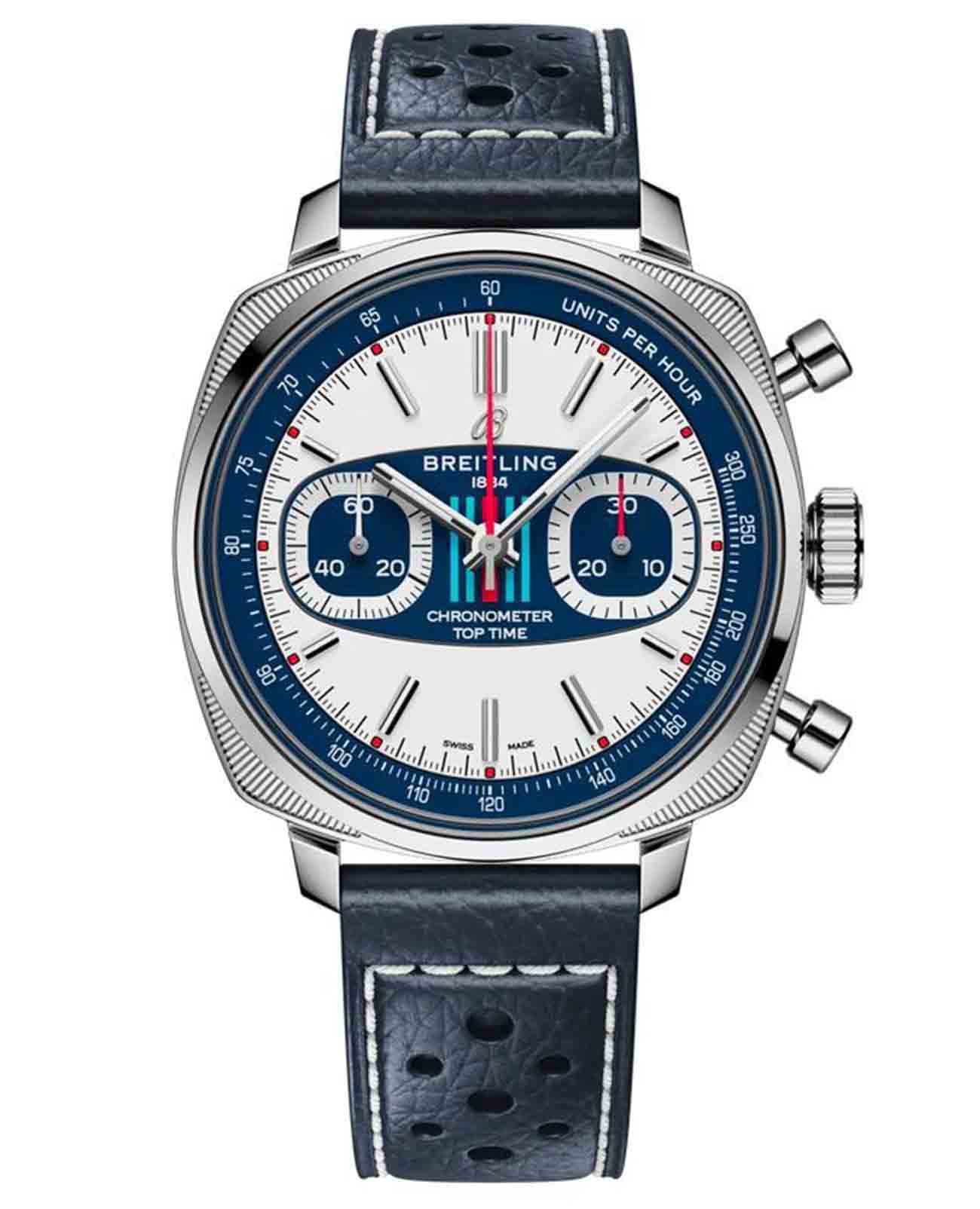Breitling Breitling Top Time B31 AB01772A1G1X1  AB01772A1G1X1 механические мужские часы синий циферблат, браслет кожаный — вид спереди
