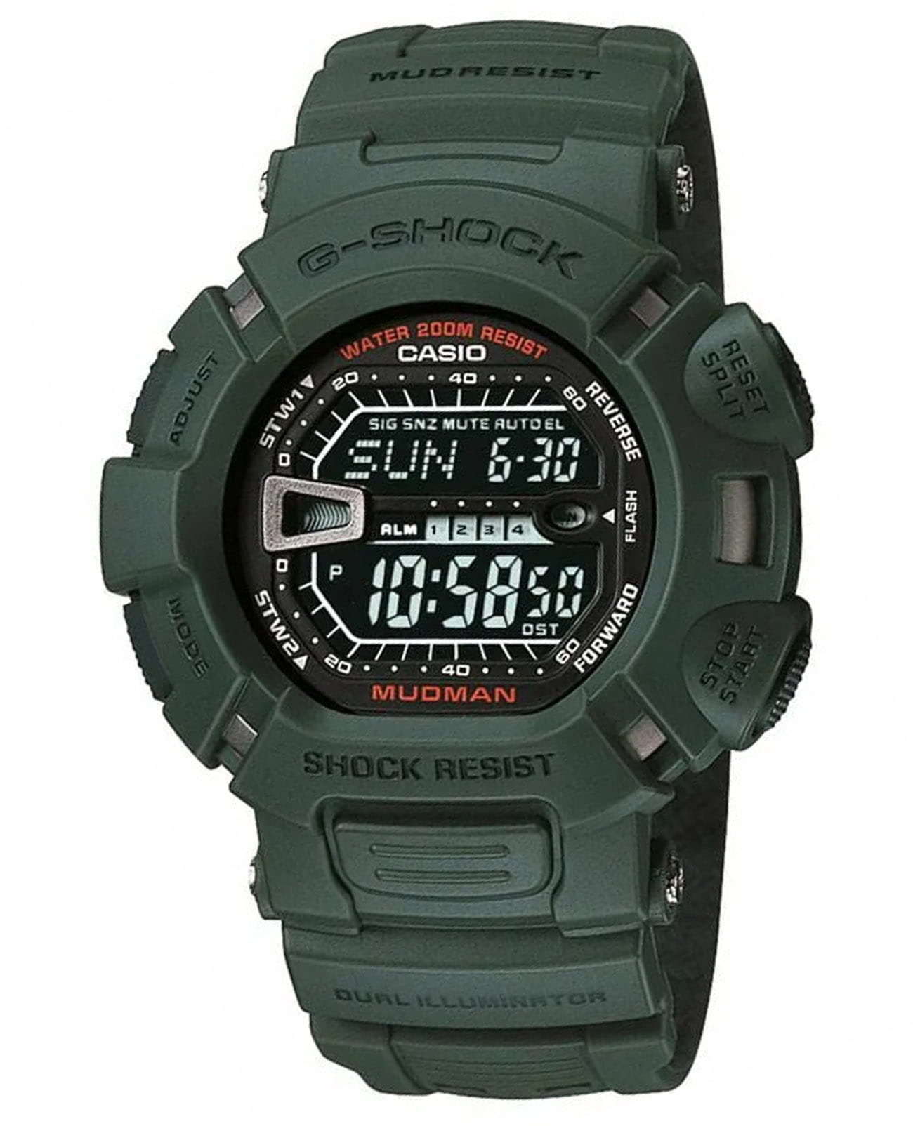 Casio Casio G-Shock G-9000-3VDR (G-9000-3V) Mudman G-9000-3V электронные мужские часы серый циферблат, браслет пластик — вид спереди