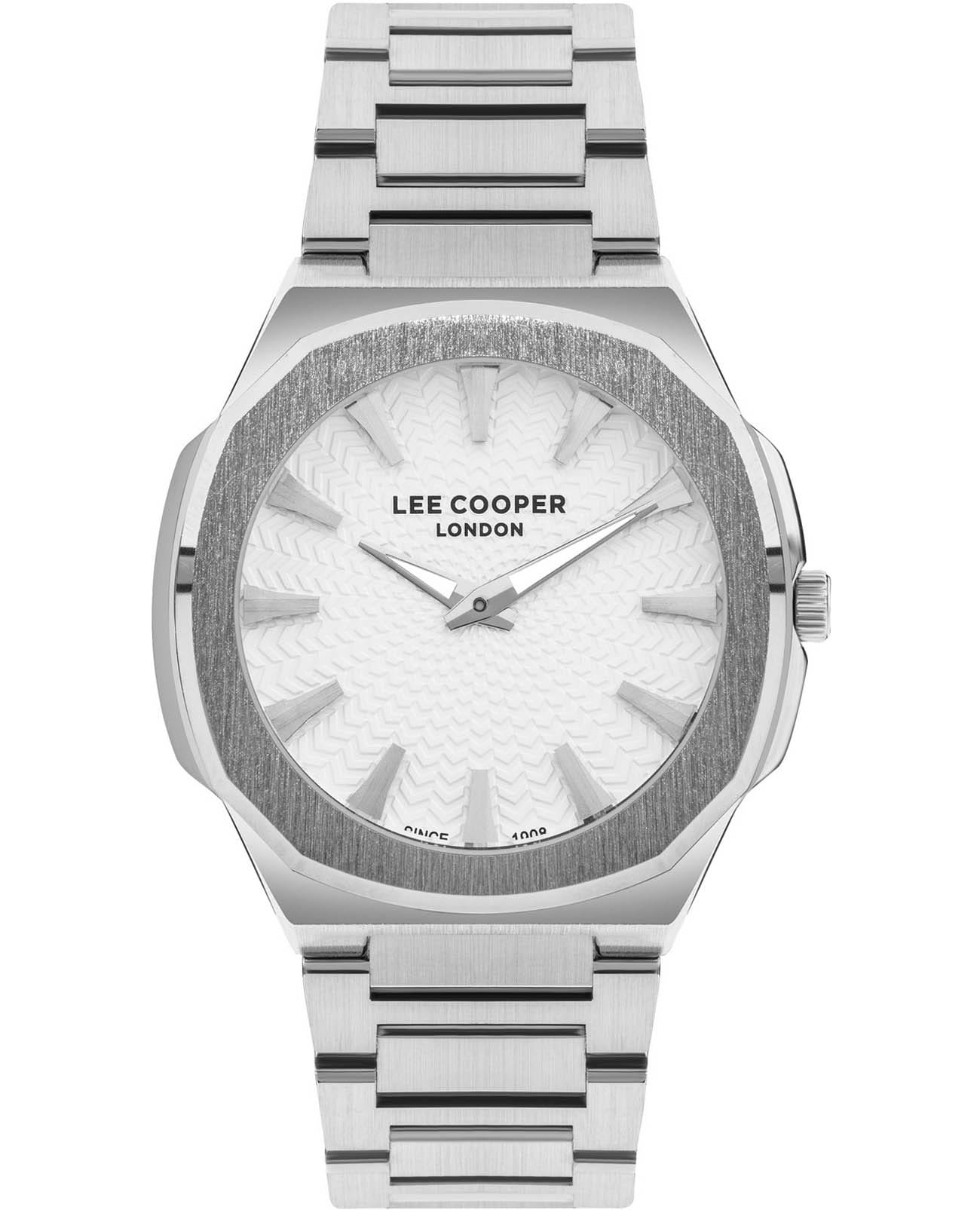 Lee Cooper Lee Cooper LC07861.330  LC07861.330 кварцевые мужские часы белый циферблат, браслет нержавеющая сталь — вид спереди