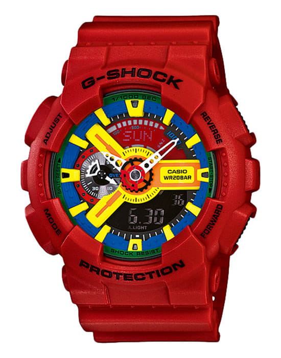 Casio Casio G-Shock GA-110FC-1A GA-110 GA-110FC-1A электронные мужские часы цветной циферблат, браслет пластик — вид спереди