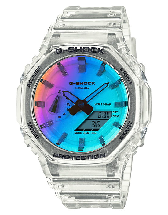 Casio Casio G-Shock GA-2100SRS-7A GA-2100 GA-2100SRS-7A электронные мужские часы  циферблат, браслет пластик — вид спереди