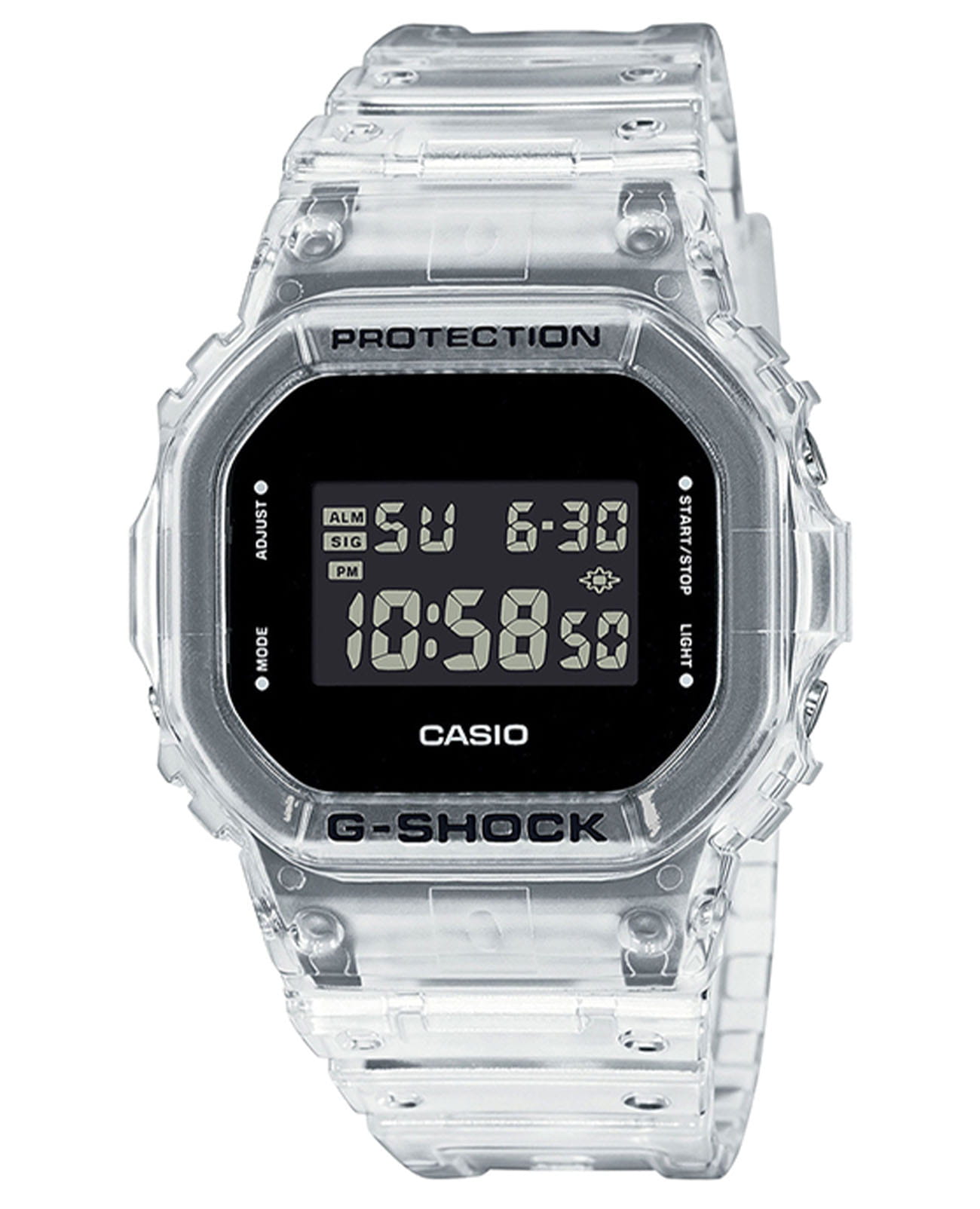 Casio Casio G-Shock DW-5600SKE-7 DW-5600 DW-5600SKE-7ER электронные мужские часы черный циферблат, браслет пластик — вид спереди