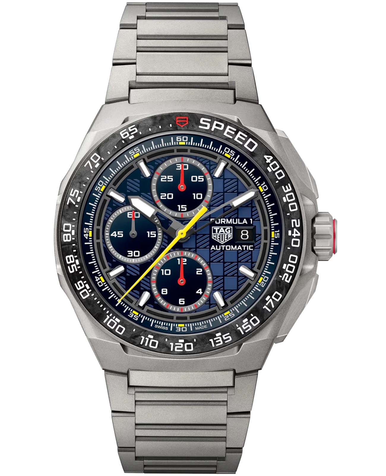 TAG Heuer TAG Heuer Formula 1 X Oracle Red Bull Racing CBZ2080.BF0009  CBZ2080.BF0009 механические мужские часы синий циферблат, браслет титановый — вид спереди