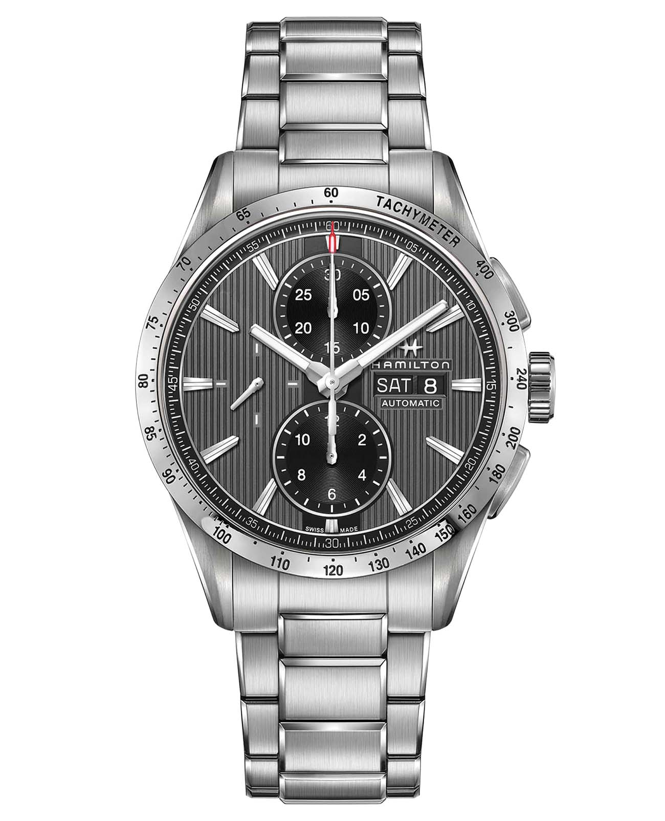 Hamilton Hamilton Broadway Auto Chrono H43516131  H43516131 механические мужские часы  циферблат, браслет нержавеющая сталь — вид спереди