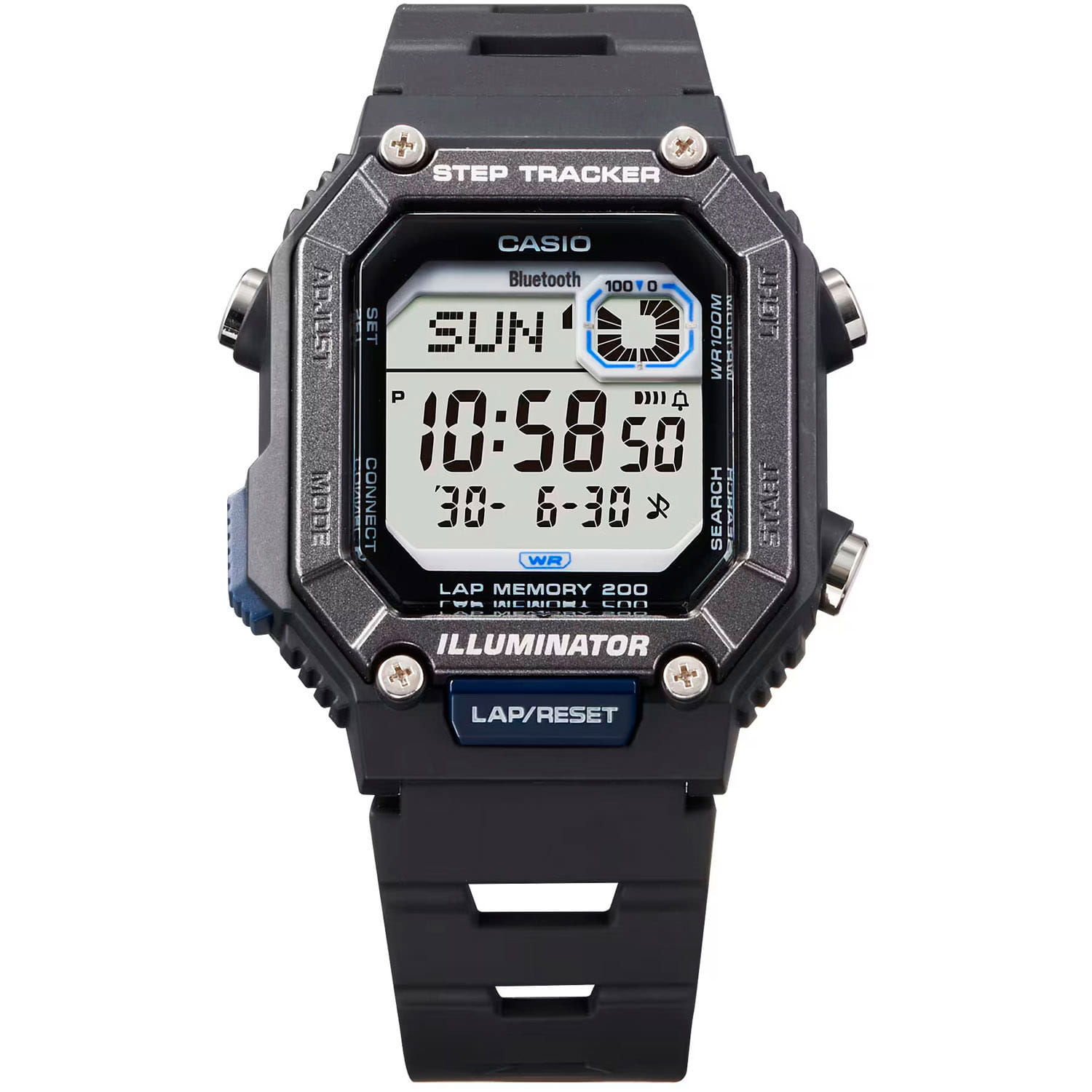 Casio Casio Collection WS-B1000-1AVDF (WS-B1000-1A) электронные мужские часы часы крупный план  циферблата