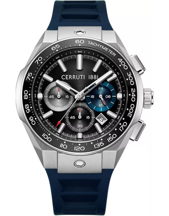 Cerruti 1881 Cerruti 1881 Ruscello CIWGO0050701  CIWGO0050701 кварцевые мужские часы черный циферблат, браслет силикон — вид спереди