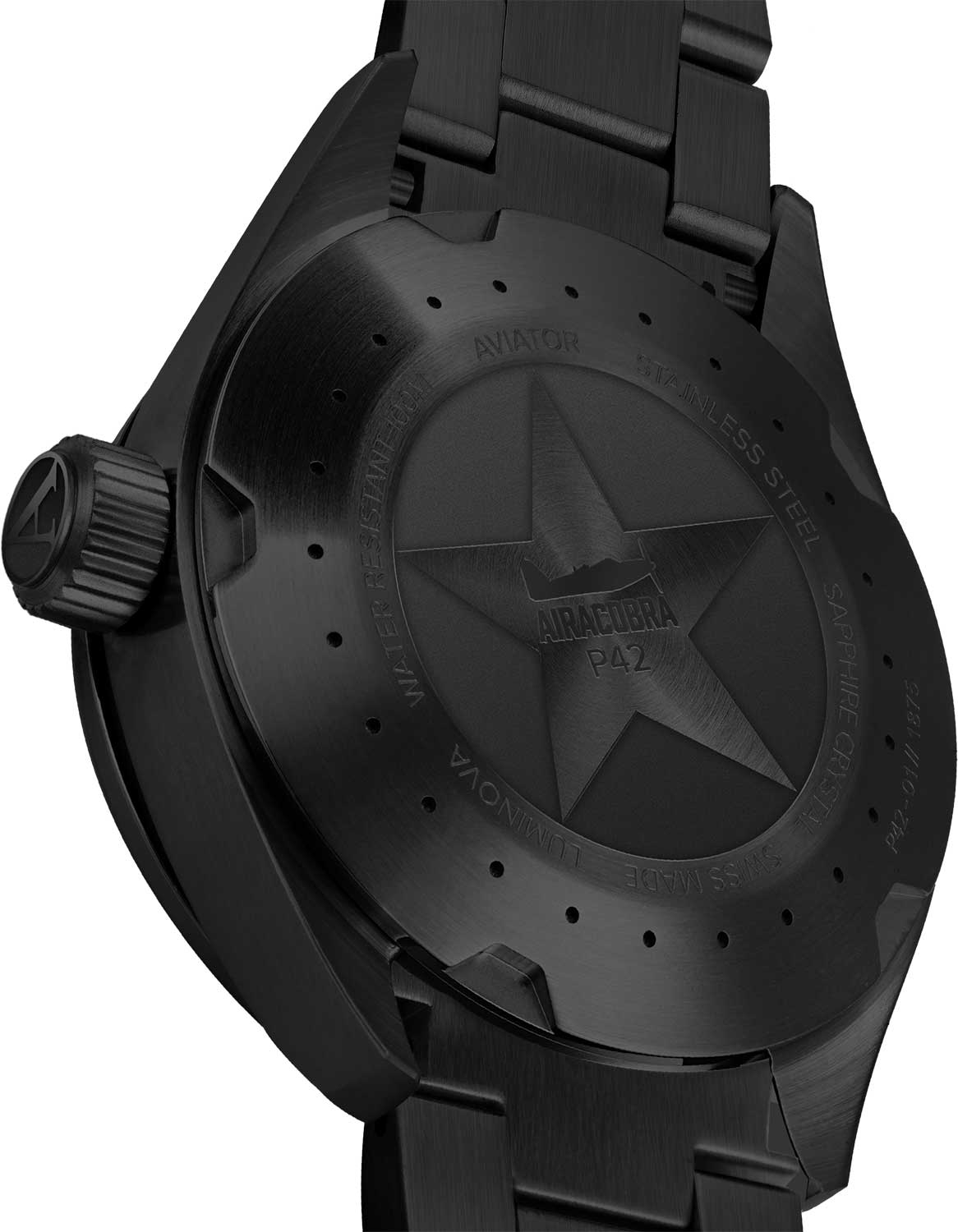 Aviator Aviator Airacobra P42 V.1.22.5.157.5, airacobra швейцария мужские часы на браслете нержавеющая сталь с pvd-покрытием боковой вид