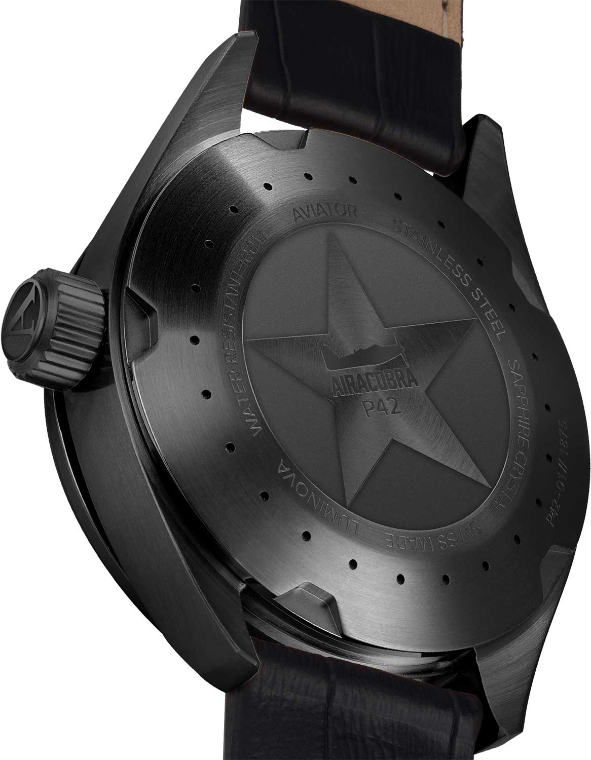 Aviator Aviator Airacobra P42 V.1.22.5.157.4 кварцевые мужские часы часы крупный план черный циферблата