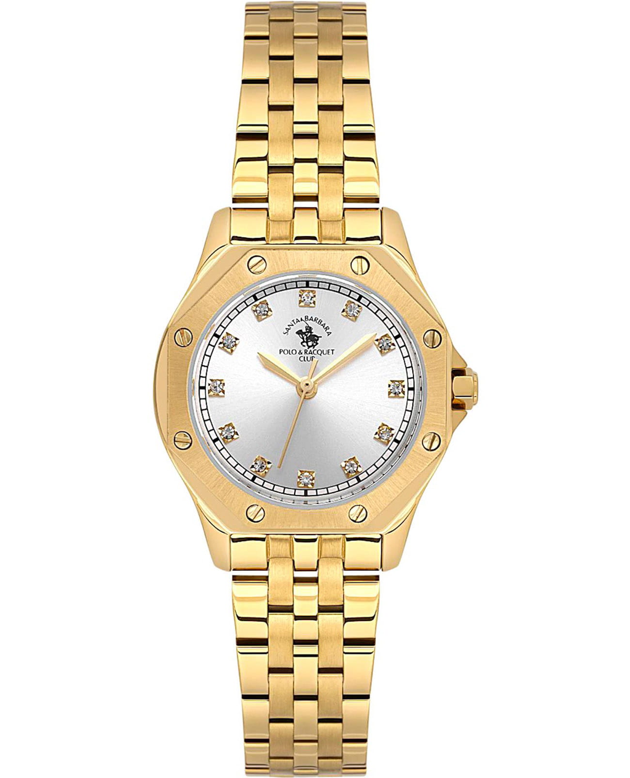 Santa Barbara Polo & Racquet Club Santa Barbara Polo & Racquet Club Unique SB.1.10637-2  SB.1.10637-2 кварцевые женские часы белый циферблат, браслет нержавеющая сталь с ip-покрытием — вид спереди