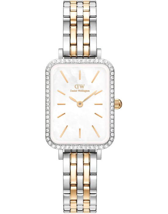 Daniel Wellington Daniel Wellington Quadro DW00100671  DW00100671 кварцевые женские часы белый циферблат, браслет нержавеющая сталь с pvd-покрытием — вид спереди