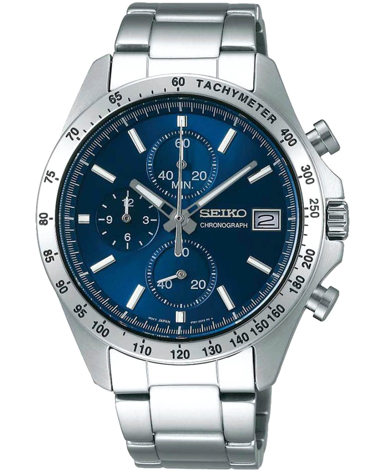 Seiko Seiko Spirit Chronograph SBTR023  SBTR023 кварцевые мужские часы синий циферблат, браслет нержавеющая сталь — вид спереди