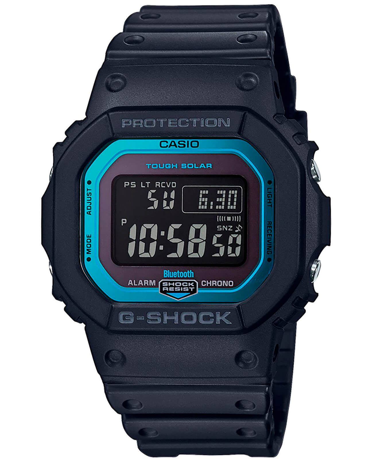 Casio Casio G-Shock GW-B5600-2DR (GW-B5600-2)  GW-B5600-2 электронные мужские часы синий циферблат, браслет пластик — вид спереди