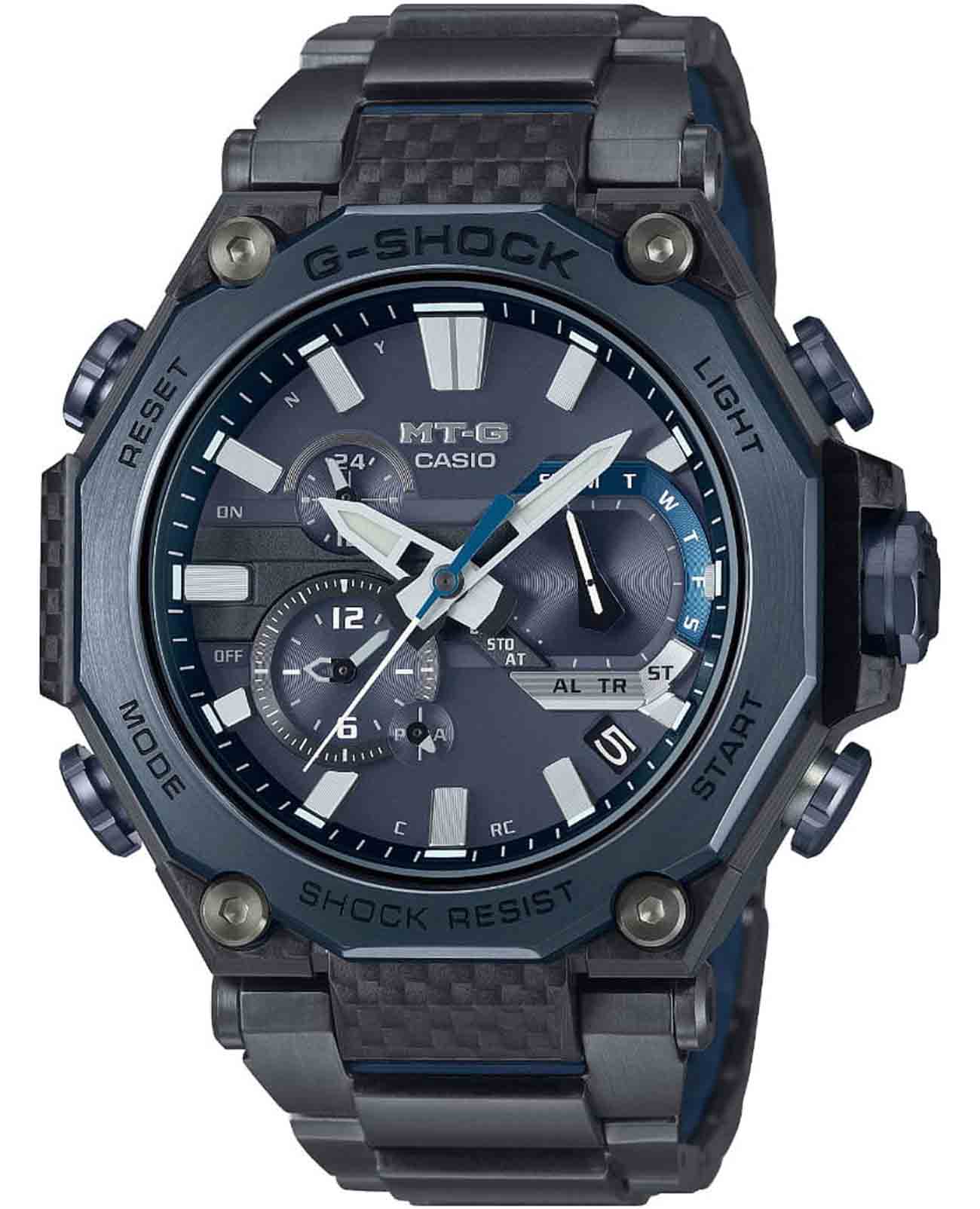 Casio Casio G-Shock Premium MTG-B2000YBD-2A MTG MTG-B2000YBD-2A электронные мужские часы черный циферблат, браслет сталь + полимер — вид спереди