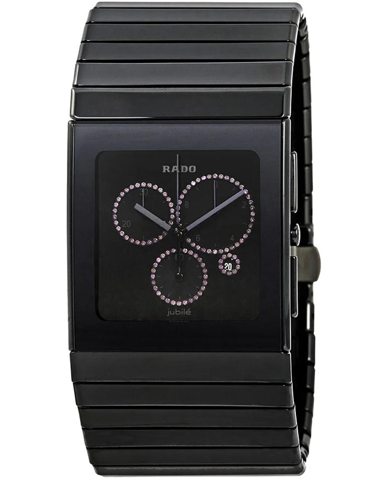 Rado Rado Ceramica R21714732  R21714732 кварцевые мужские часы черный циферблат, браслет высокотехнологичная керамика — вид спереди