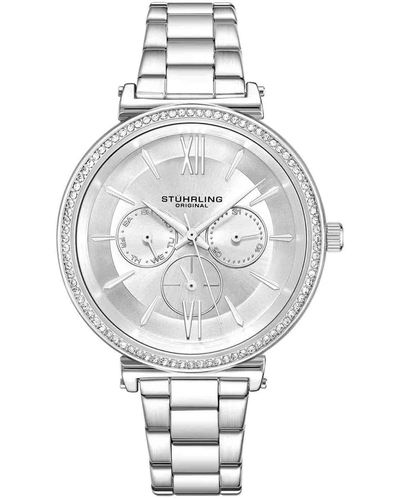 Stuhrling Stuhrling Aria 3908.2  3908.2 кварцевые женские часы серебристый циферблат, браслет нержавеющая сталь — вид спереди