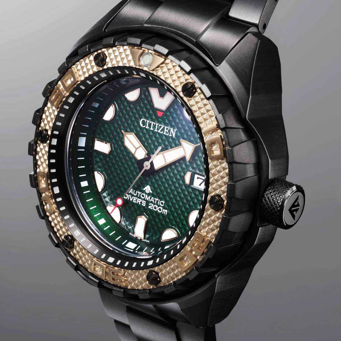 Citizen Citizen Promaster NB6008-82X механические мужские часы часы крупный план зеленый циферблата