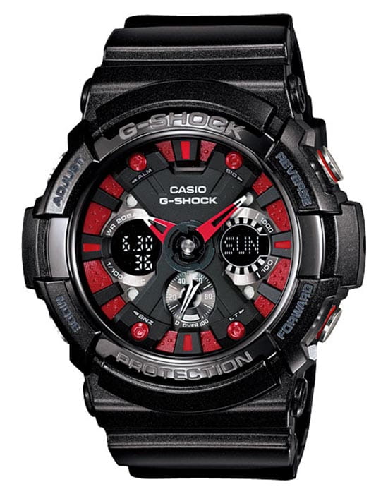 Casio Casio G-Shock GA-200SH-1A GA GA-200SH-1A электронные мужские часы  циферблат, браслет пластик — вид спереди