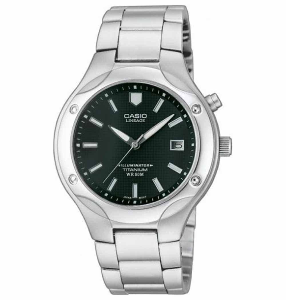 Casio Casio LIN-165-1B  LIN-165-1B кварцевые мужские часы черный циферблат, браслет  — вид спереди