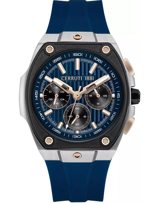 Cerruti 1881 Cerruti 1881 Cavedago CIWGO0085004  CIWGO0085004 кварцевые мужские часы черный циферблат, браслет силикон — вид спереди