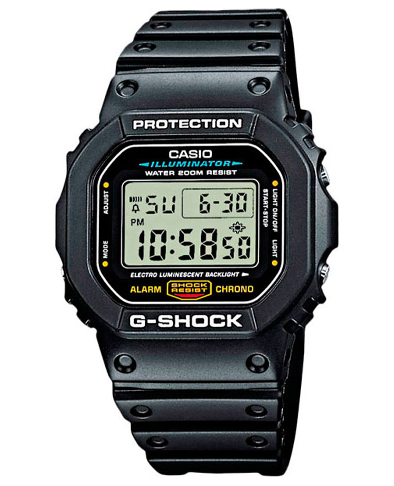 Casio Casio G-Shock DW-5600E-1V DW-5600 DW-5600E-1V электронные мужские часы серый циферблат, браслет пластик — вид спереди