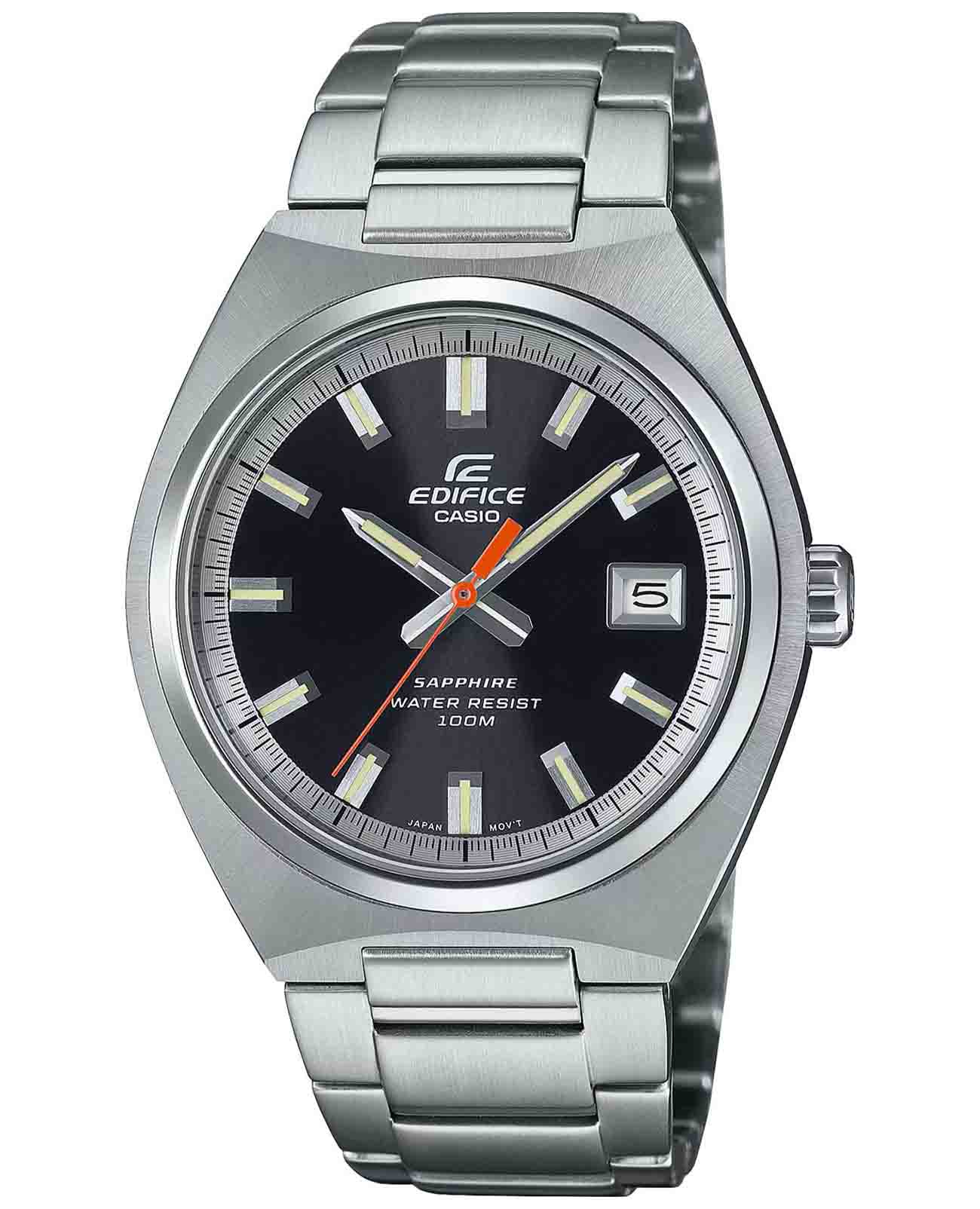 Casio Casio Edifice EFB-109D-1A  EFB-109D-1A кварцевые мужские часы черный циферблат, браслет нержавеющая сталь — вид спереди