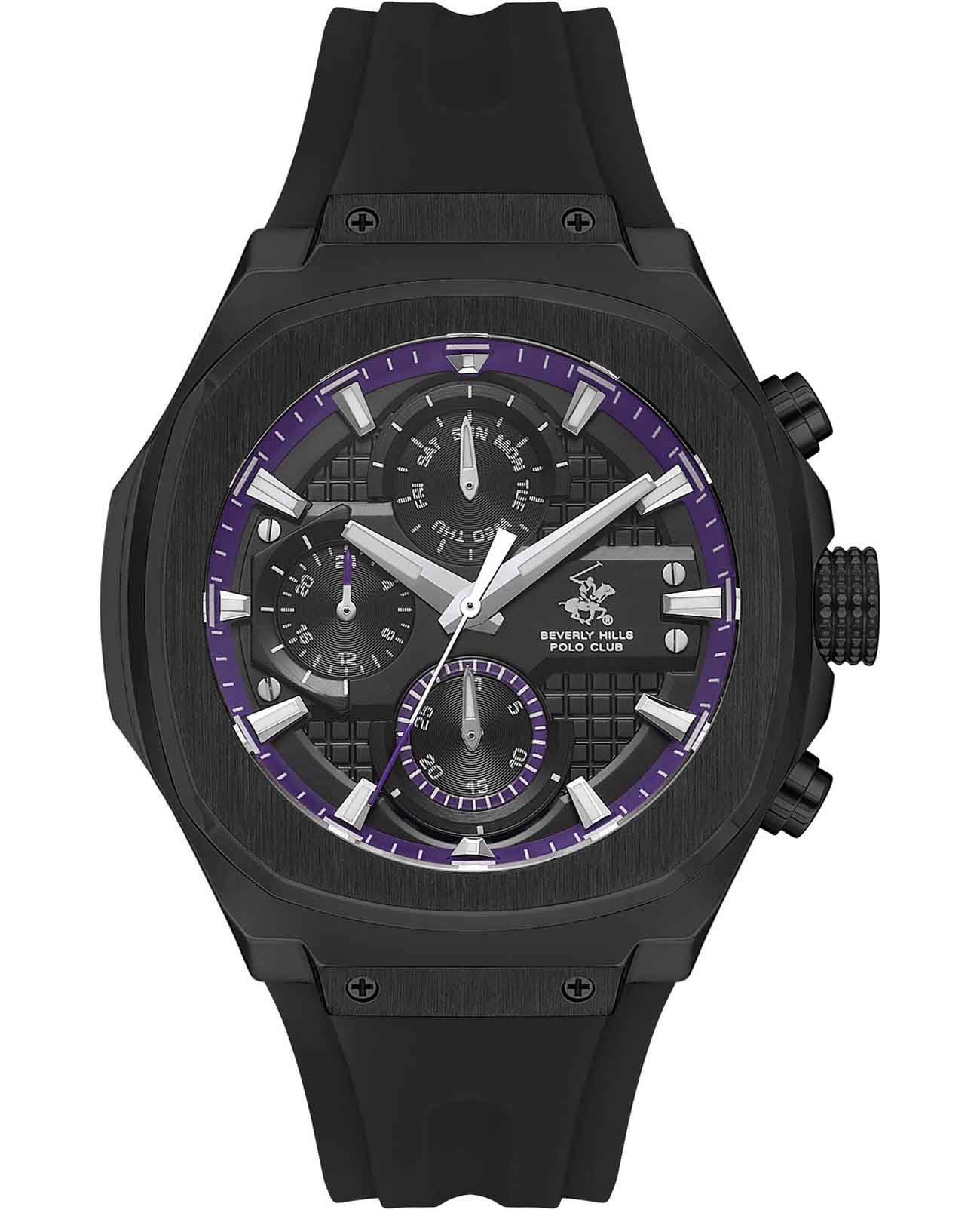 Beverly Hills Polo Club Beverly Hills Polo Club Quartz BP3623X.651  BP3623X.651 кварцевые мужские часы  циферблат, браслет каучук — вид спереди