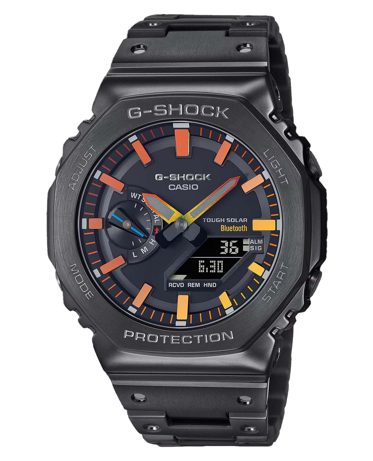 Casio Casio G-Shock GM-B2100BPC-1ADR (GM-B2100BPC-1A) лимитированной серии GM-B2100BPC-1A электронные мужские часы черный циферблат, браслет сталь с ip покрытием — вид спереди