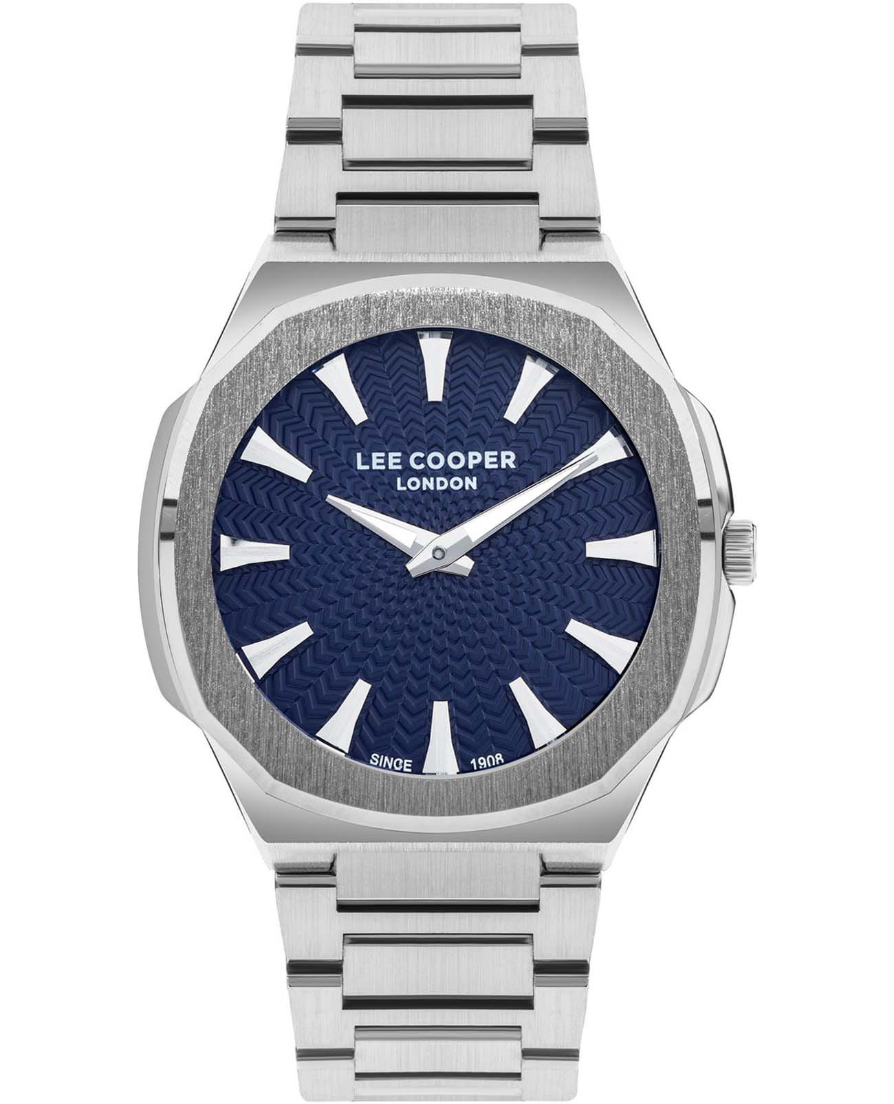 Lee Cooper Lee Cooper LC07861.390  LC07861.390 кварцевые мужские часы синий циферблат, браслет нержавеющая сталь — вид спереди