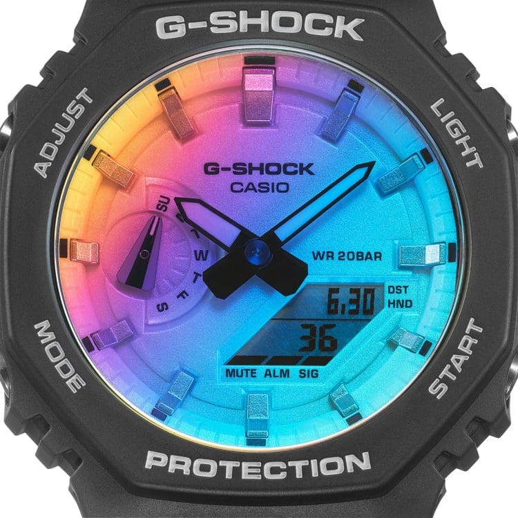 Casio Casio G-Shock GA-2100SR-1A, g-shock япония мужские часы на браслете пластик боковой вид