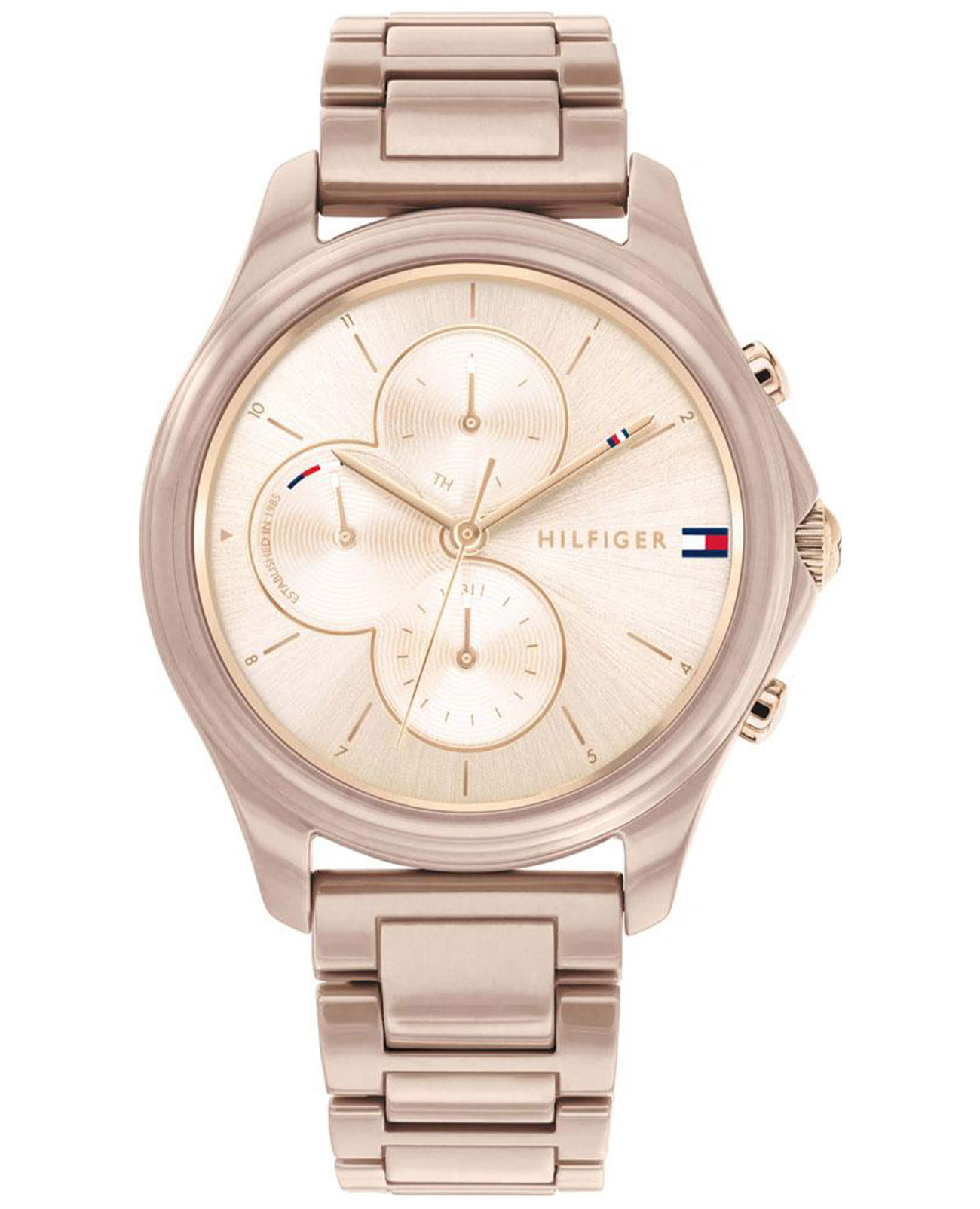 Tommy Hilfiger Tommy Hilfiger Sport 1782261  1782261 кварцевые женские часы золотой циферблат, браслет сталь с ip покрытием — вид спереди