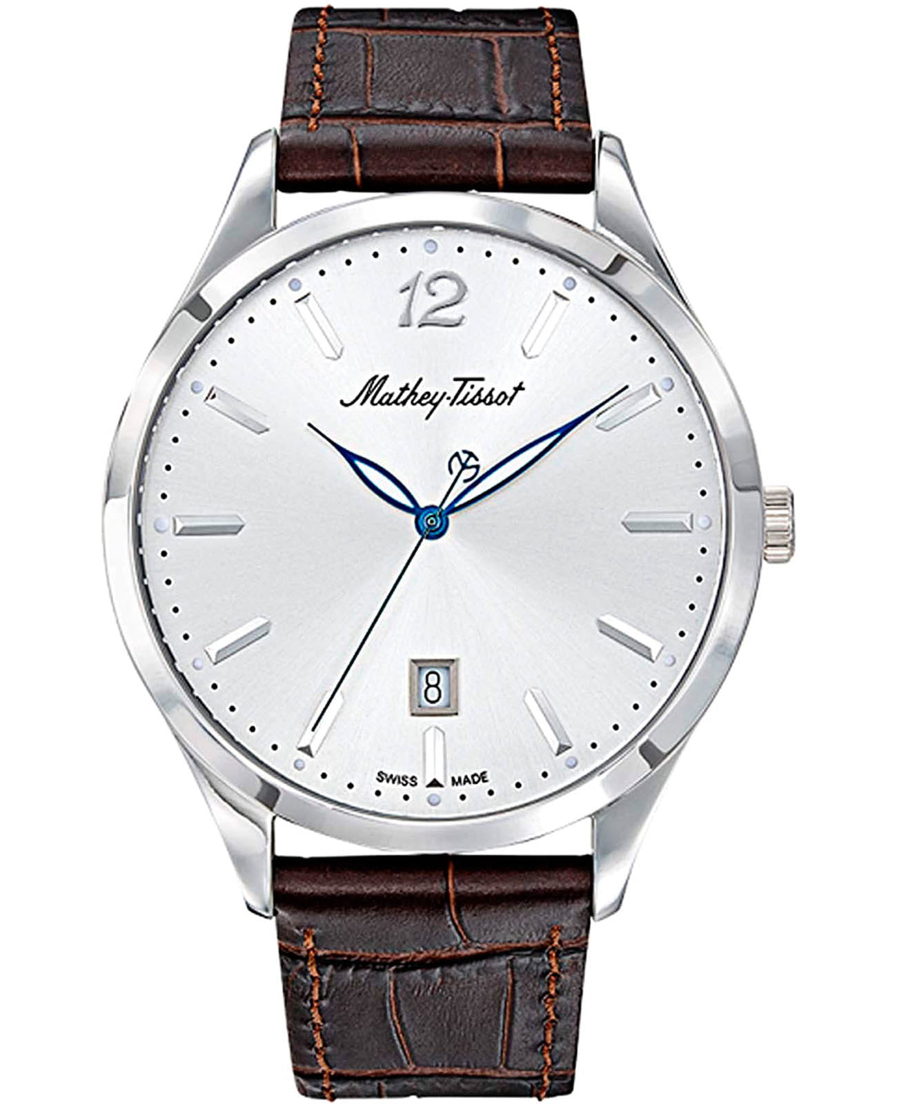 Mathey-Tissot Mathey-Tissot Urban H411AS  H411AS кварцевые мужские часы серебристый циферблат, браслет кожаный — вид спереди