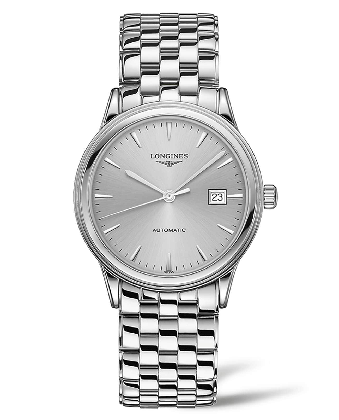 Longines Longines Flagship  L4.984.4.72.6  L49844726 механические мужские часы серый циферблат, браслет нержавеющая сталь — вид спереди