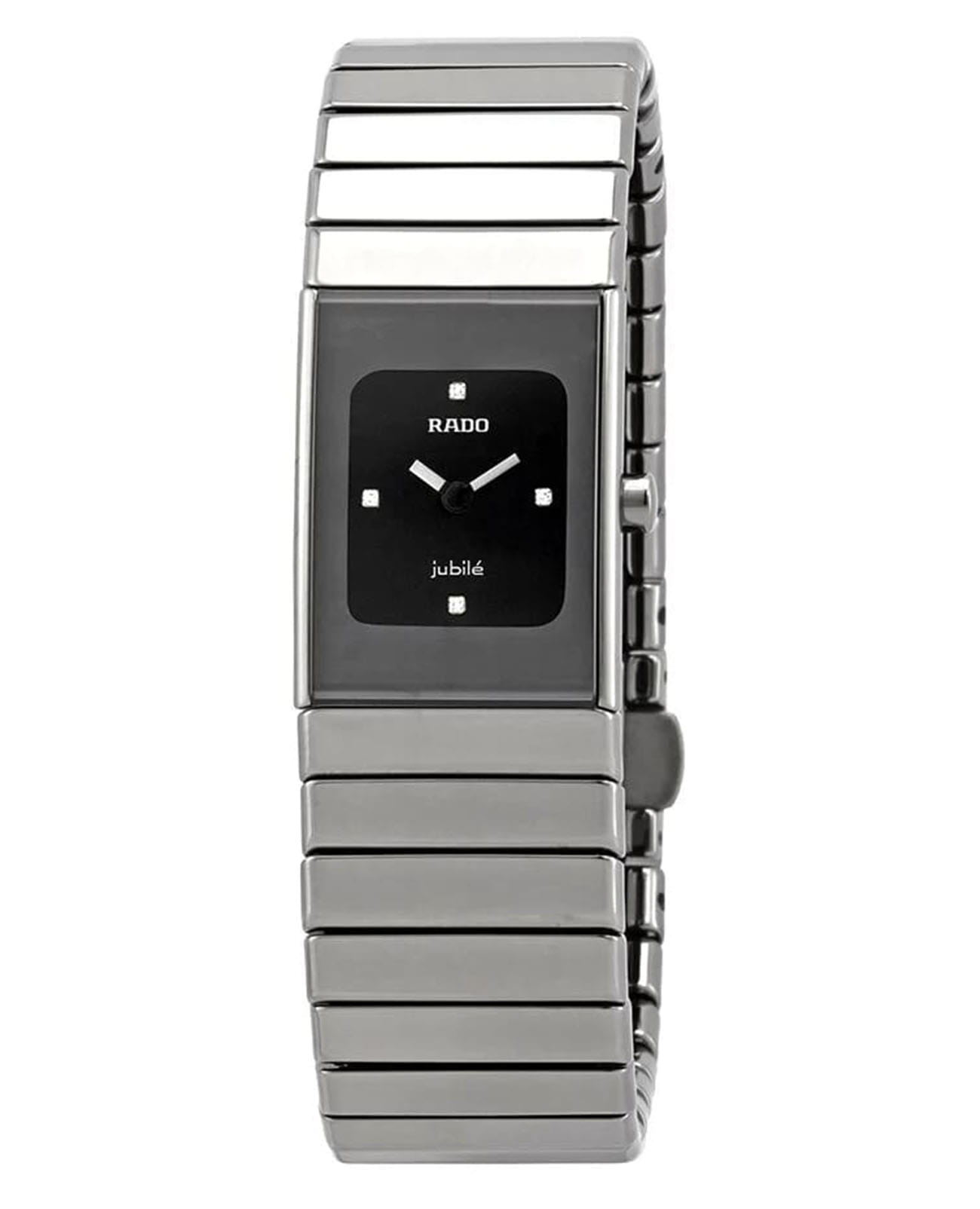 Rado Rado Ceramica R21827752  R21827752 кварцевые женские часы черный циферблат, браслет высокотехнологичная плазменная керамика — вид спереди