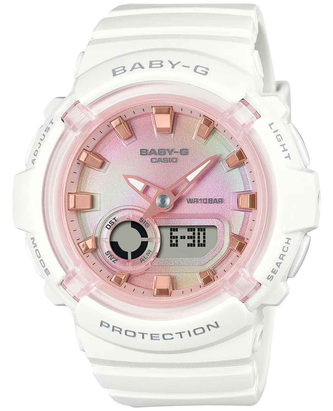 Casio Casio Baby-G BGA-280TD-7A  BGA-280TD-7A кварцевые женские часы розовый циферблат, браслет пластик — вид спереди