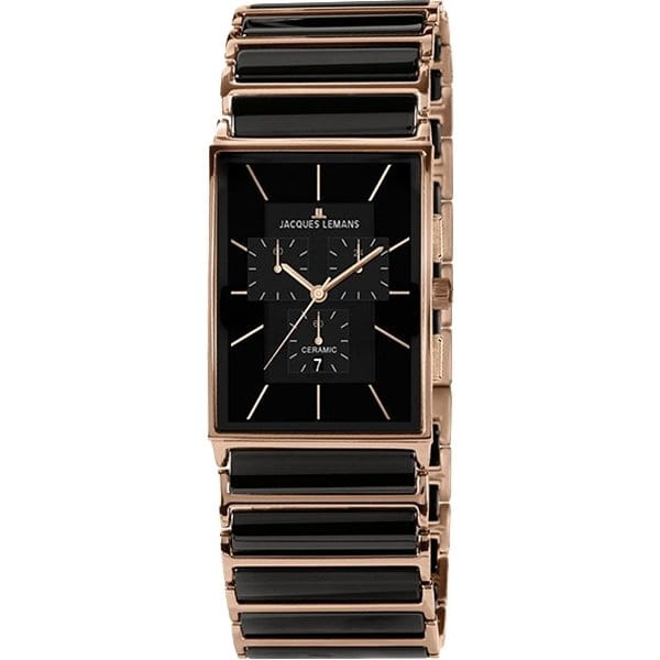 Jacques Lemans Jacques Lemans 1-1900B  1-1900B кварцевые мужские часы черный циферблат, браслет  — вид спереди