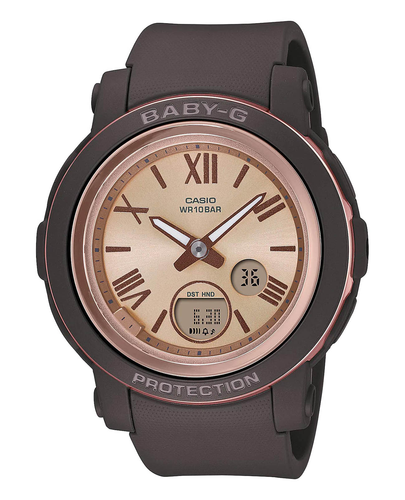 Casio Casio Baby-G BGA-290-5ADR (BGA-290-5A)  BGA-290-5A кварцевые женские часы коричневый циферблат, браслет пластик — вид спереди